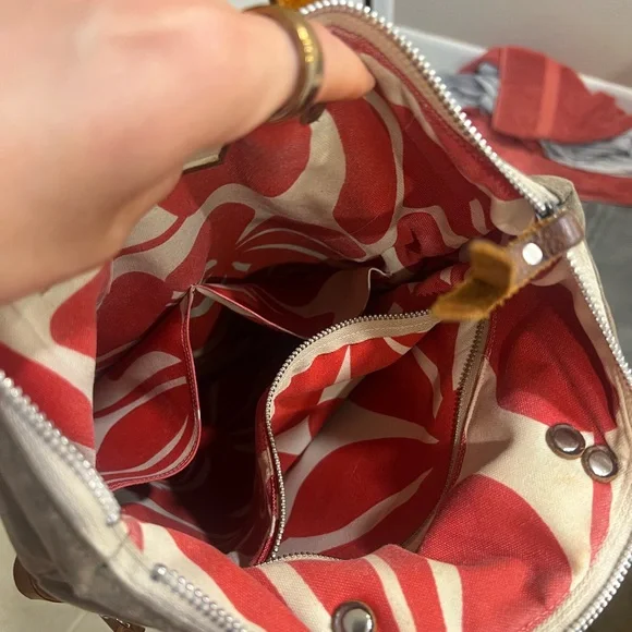 Brown waxed canvas with leather shoulder and crossbody bag - Picture 5 of 9